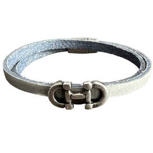 Grey Stirrup Wrap Bracelet with Metallic Clasp